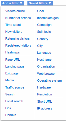 Clicky filter options