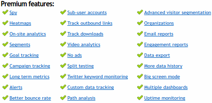 Clicky Premium features