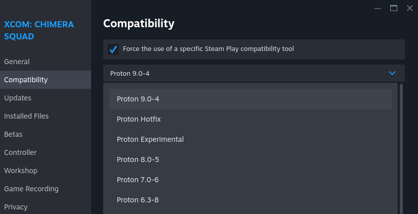 XCOM: Chimera Squad compatibility settings